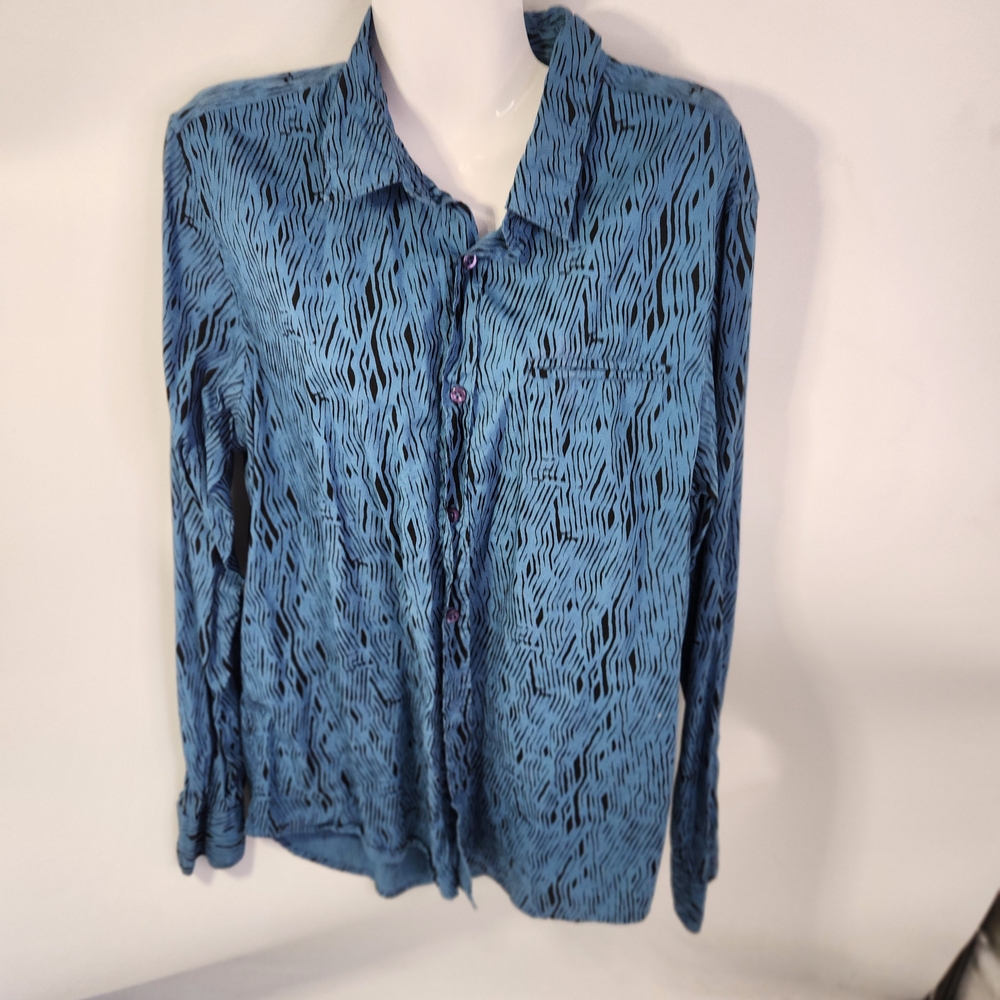 Guess Blue and Black Patterned Shirt